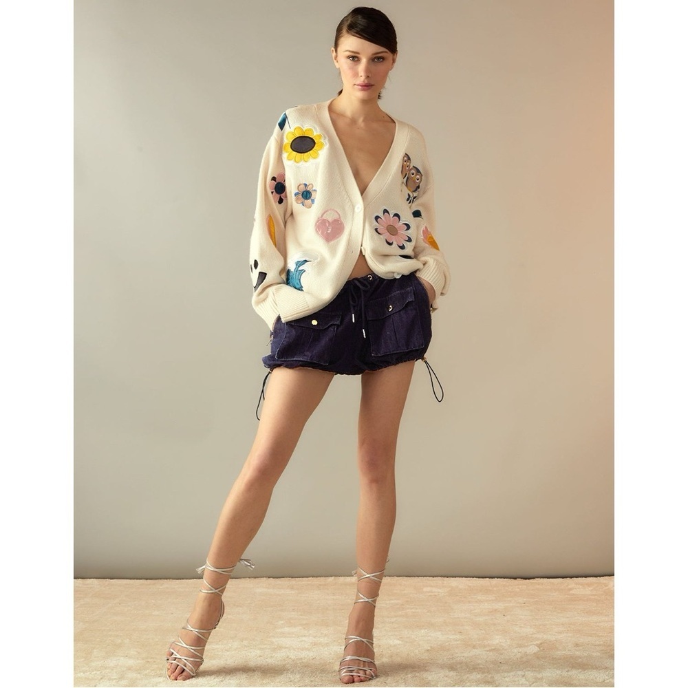 Cynthia Rowley Fun Patches Cardigan Small - Picture 2 of 9